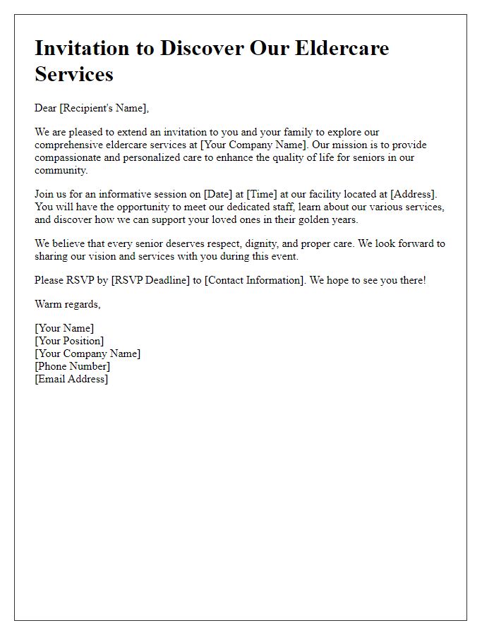 Letter template of introduction to our eldercare services invitation