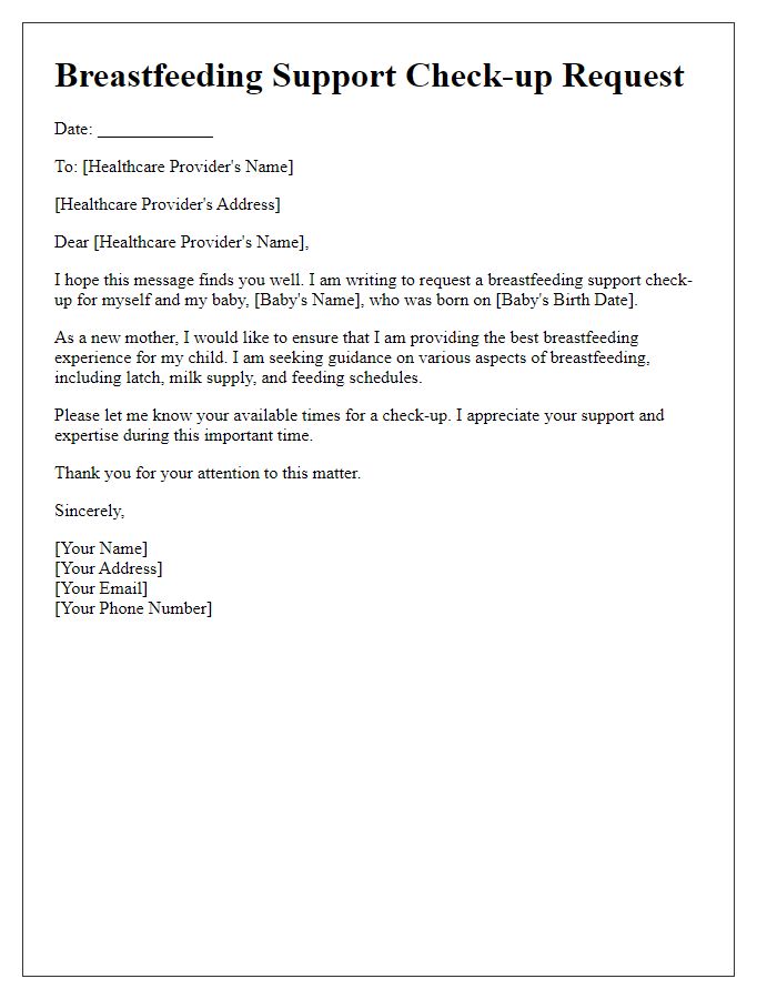 Letter template of breastfeeding support check-up request