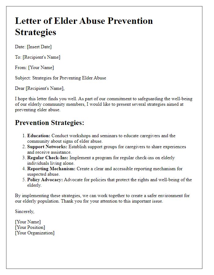 Letter template of elder abuse prevention strategies