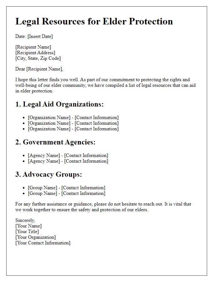 Letter template of legal resources for elder protection