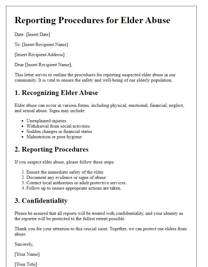 Letter template of reporting elder abuse procedures