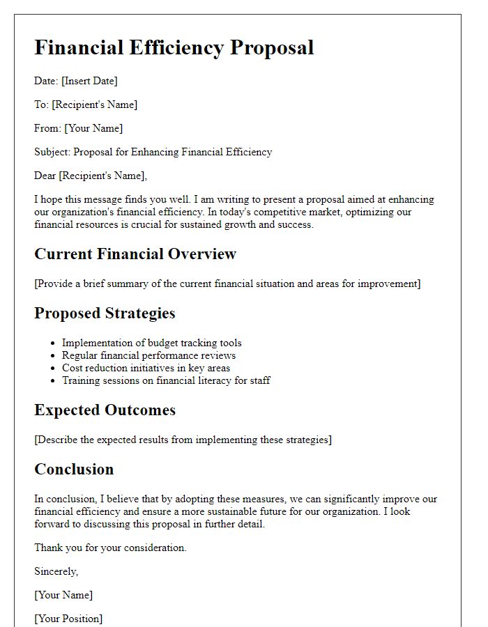 Letter template of financial efficiency proposal