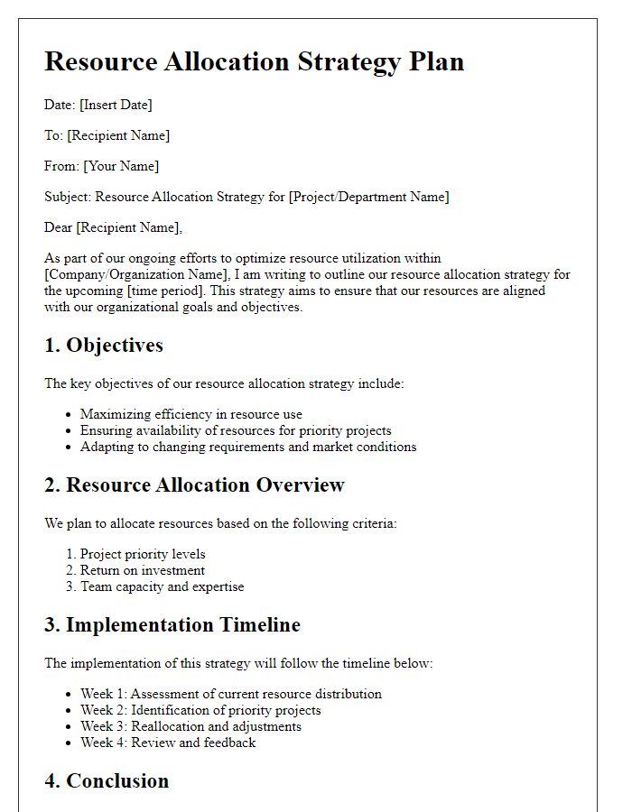 Letter template of resource allocation strategy