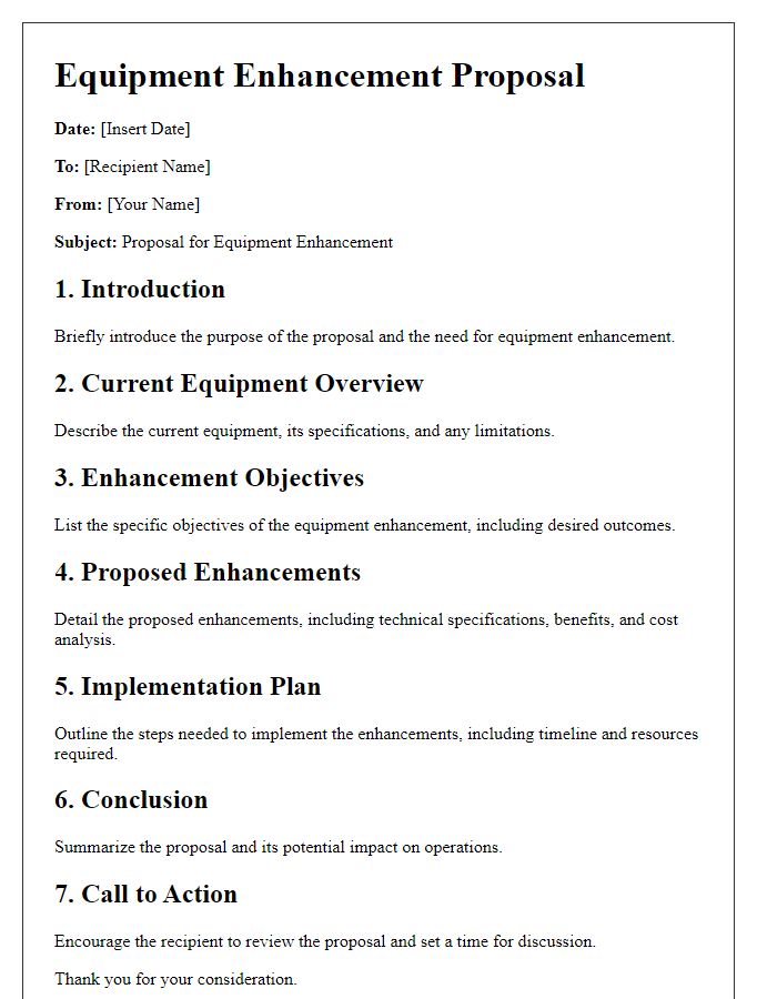 Letter template of equipment enhancement outline