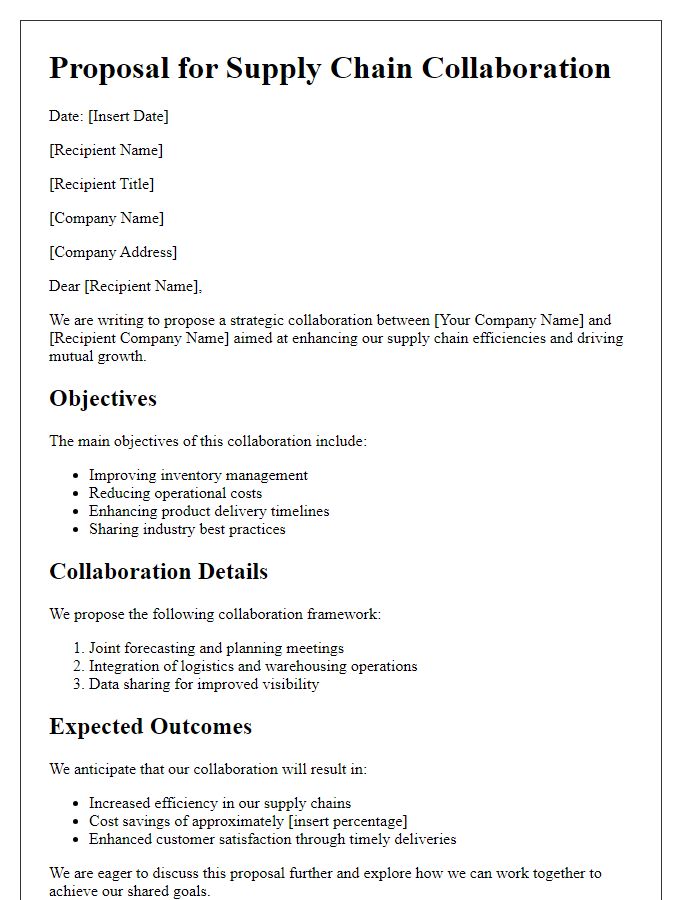 Letter template of proposal for supply chain collaboration