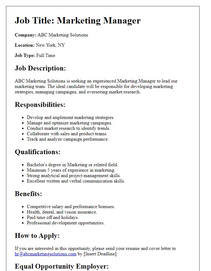 Letter template of career opportunity posting