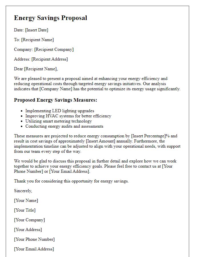 Letter template of energy savings proposal