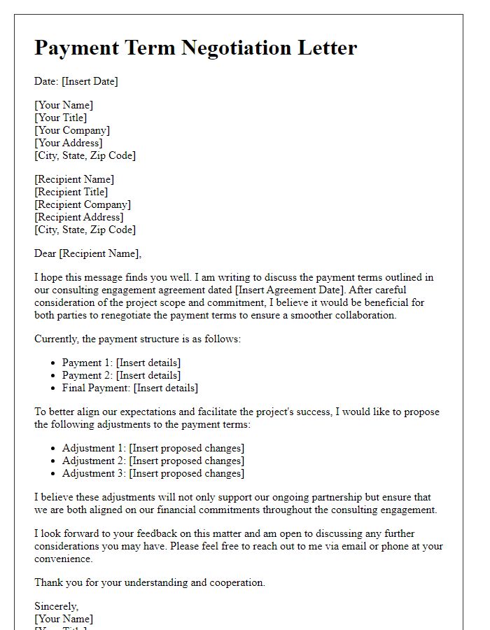 Letter template of payment term negotiation for consulting engagements.