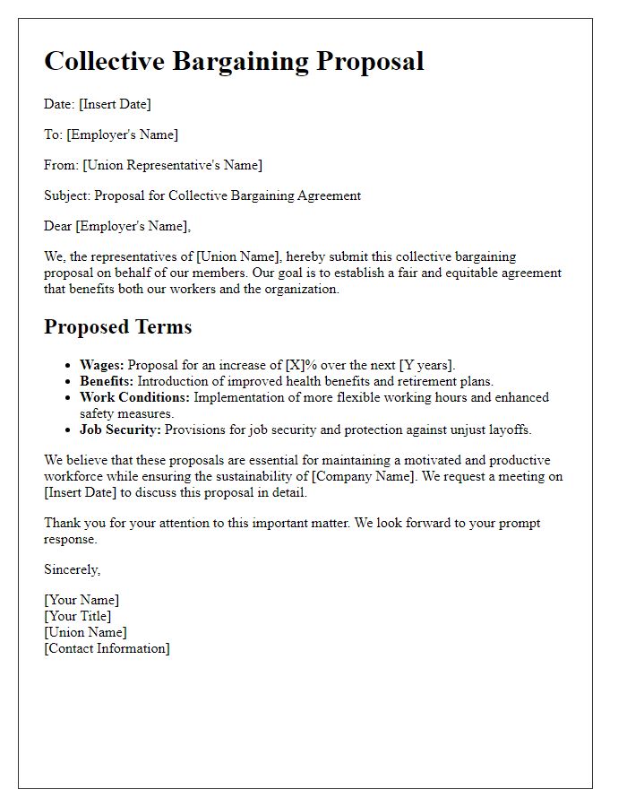 Letter template of collective bargaining proposal