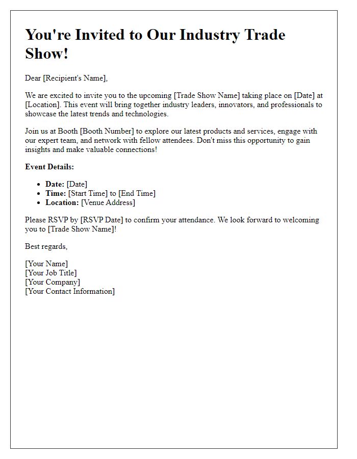 Letter template of industry trade show attendee invitation