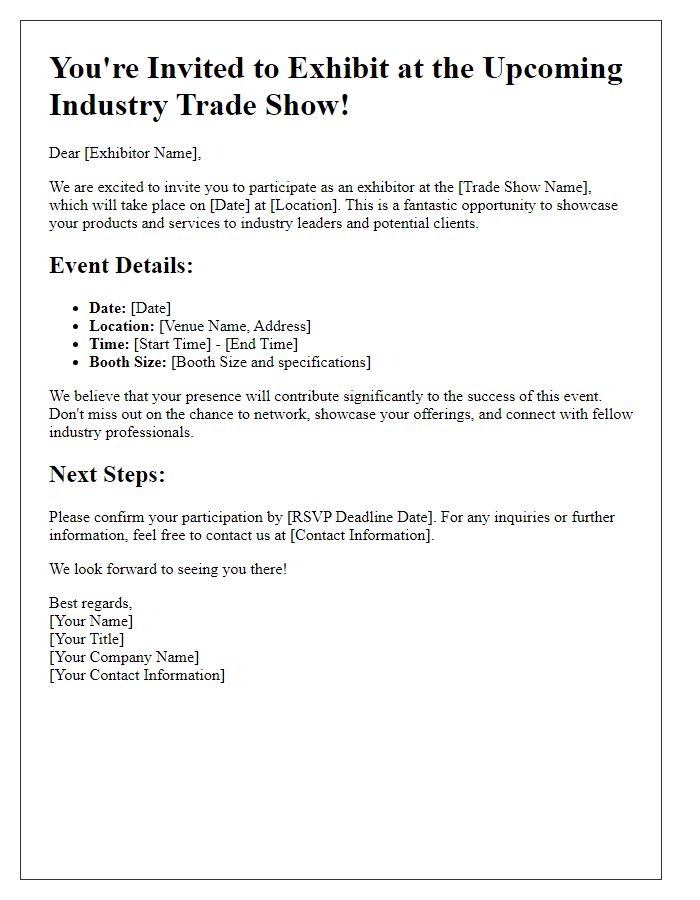 Letter template of industry trade show exhibitor invitation