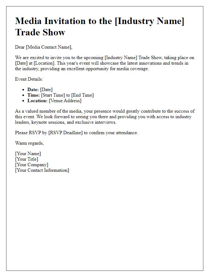 Letter template of industry trade show media invitation