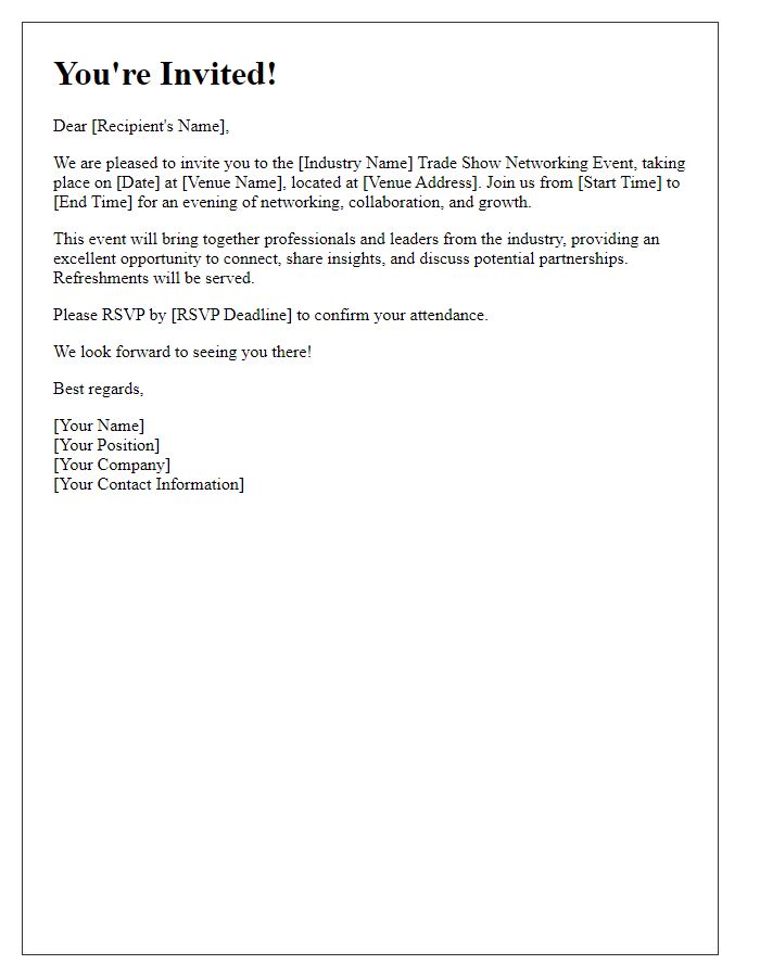 Letter template of industry trade show networking event invitation