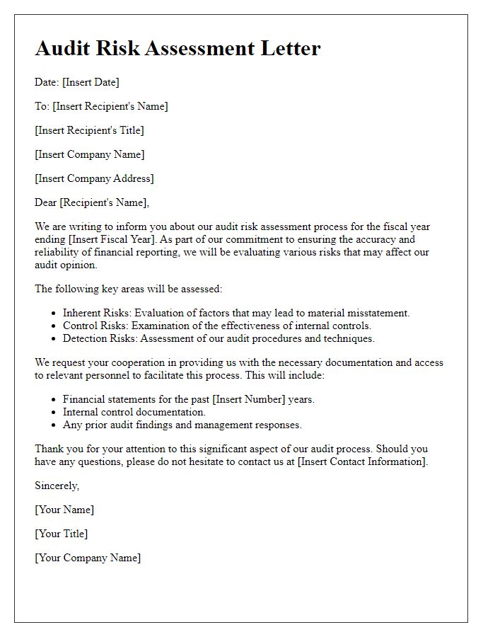 Letter template of audit risk assessment