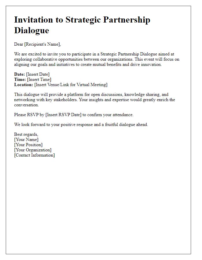 Letter template of invitation for strategic partnership dialogue