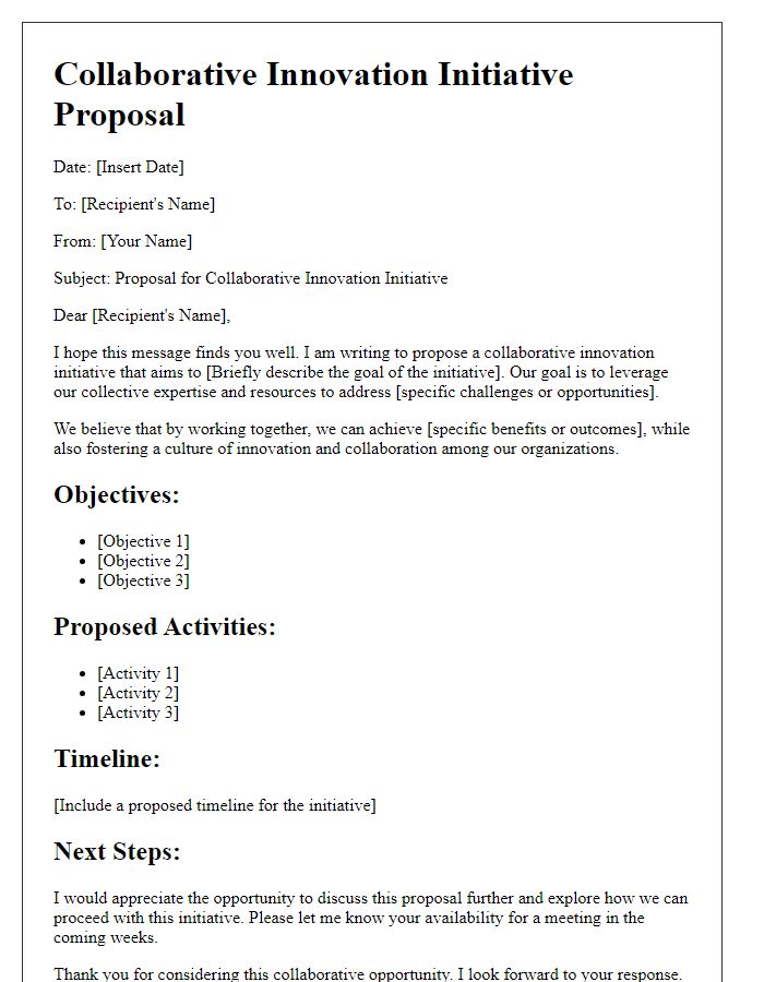 Letter template of collaborative innovation initiative proposal