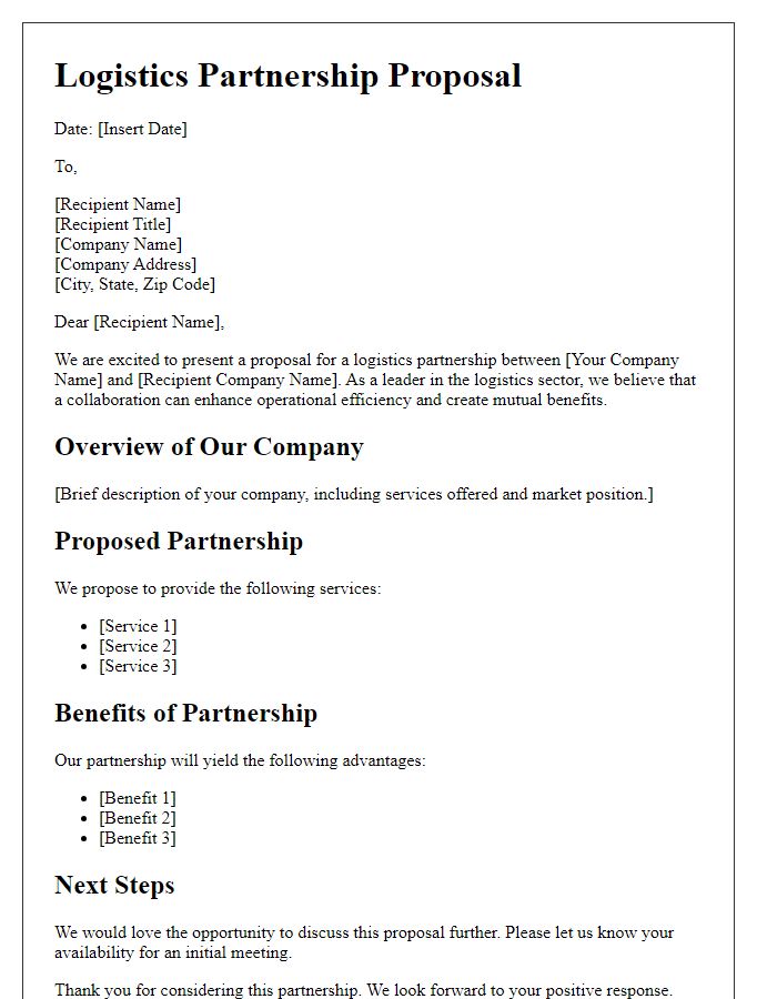 Letter template of Logistics Partnership Proposal