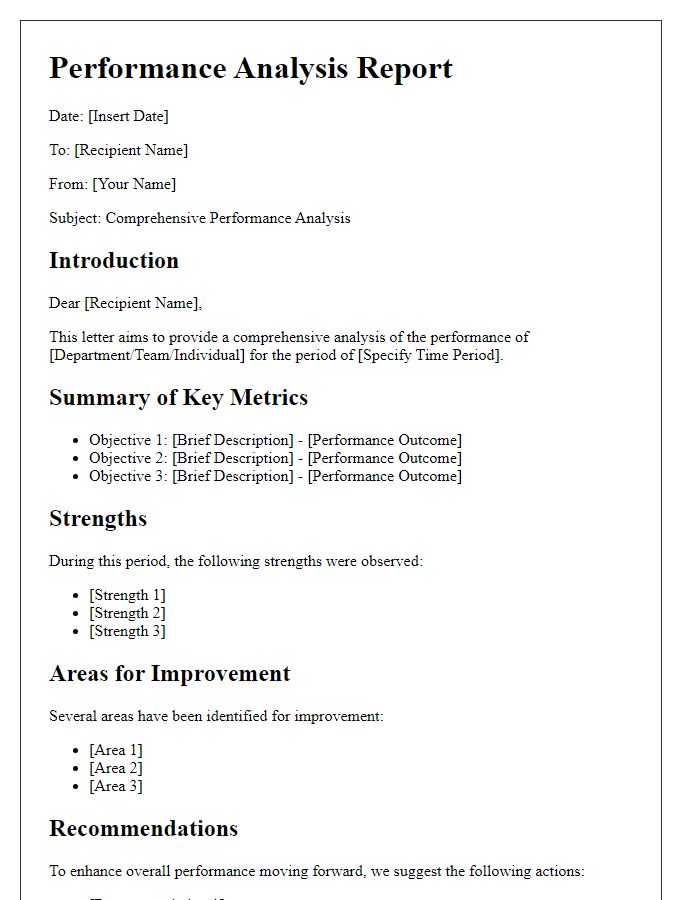 Letter template of comprehensive performance analysis