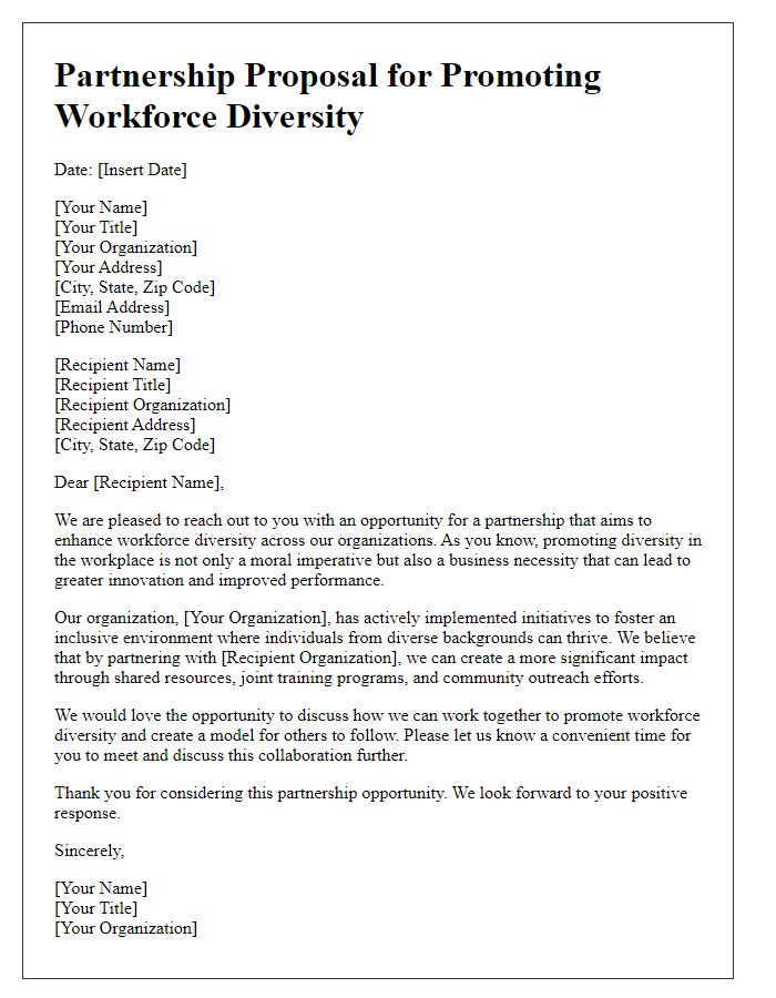 Letter template of partnership for promoting workforce diversity