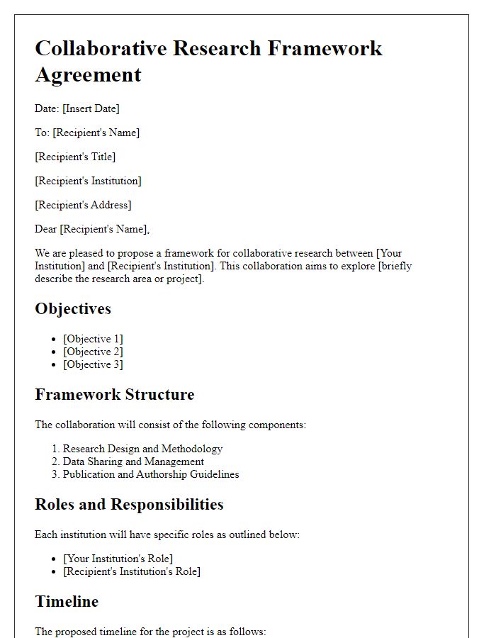 Letter template of framework for collaborative research