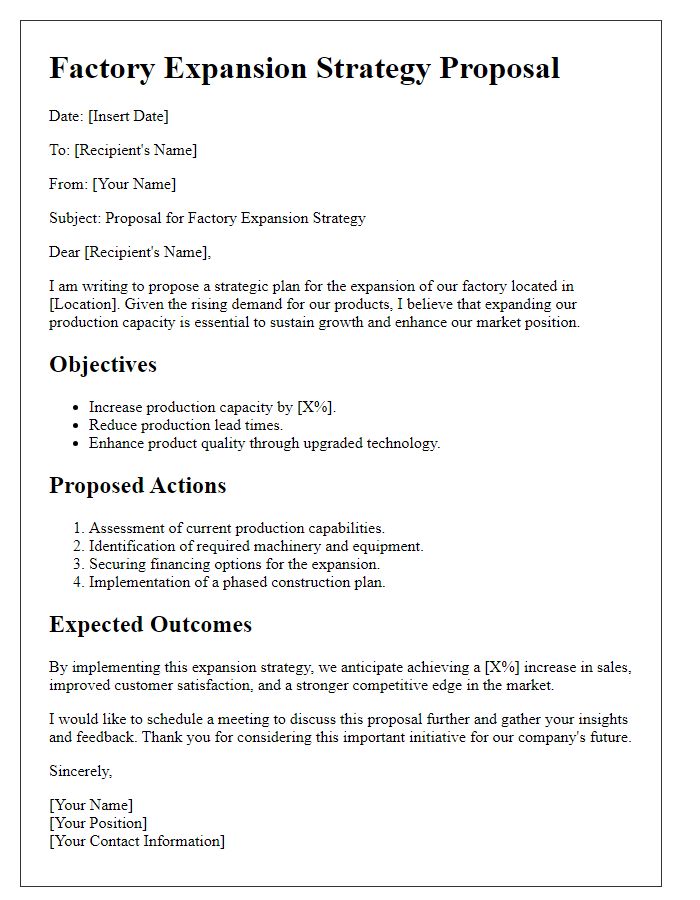 Letter template of factory expansion strategy