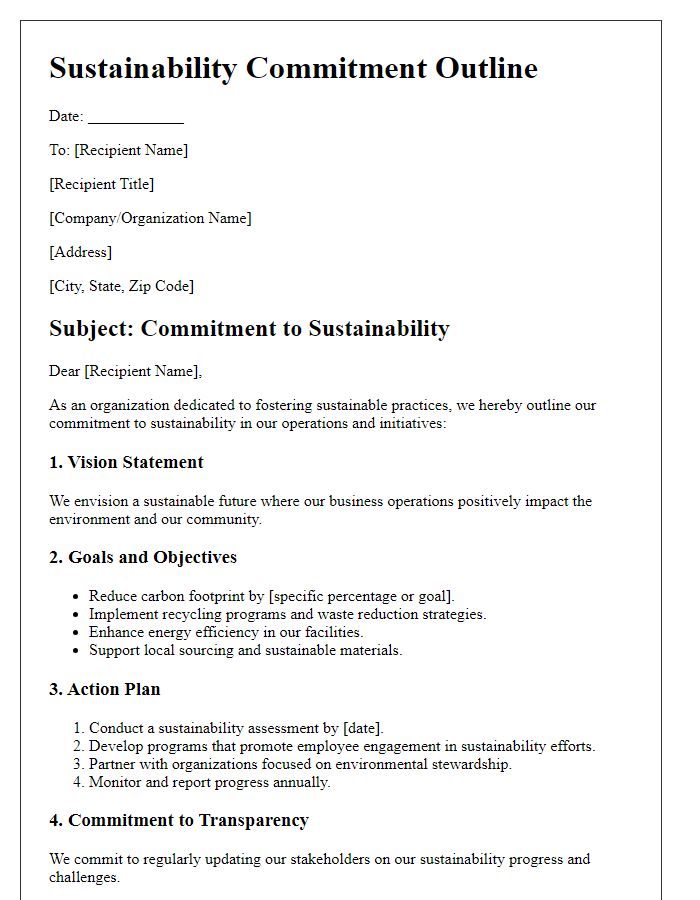 Letter template of Sustainability Commitment Outline