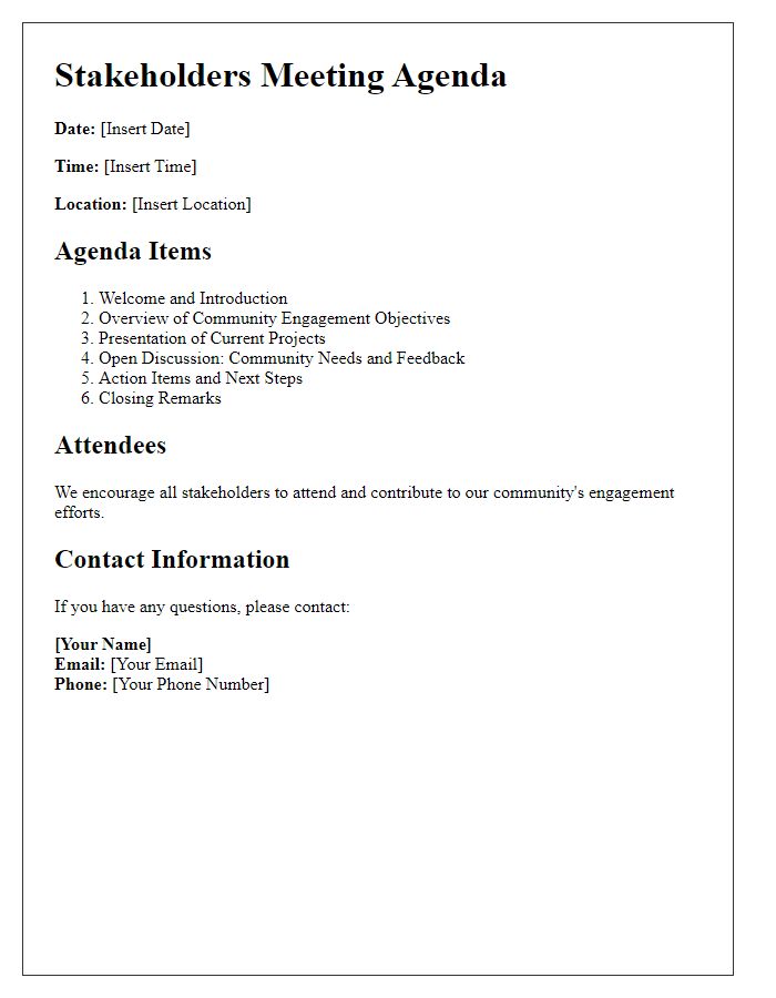 Letter template of stakeholders meeting agenda for community engagement