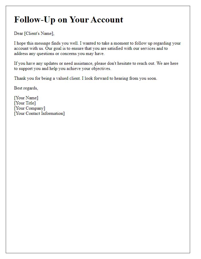 Letter template of client account management follow-up