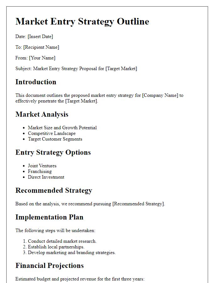 Letter template of market entry strategy outline