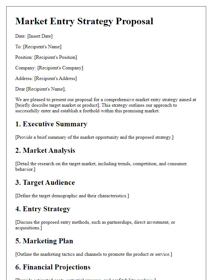 Letter template of market entry strategy proposal