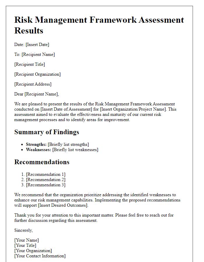 Letter template of risk management framework assessment results