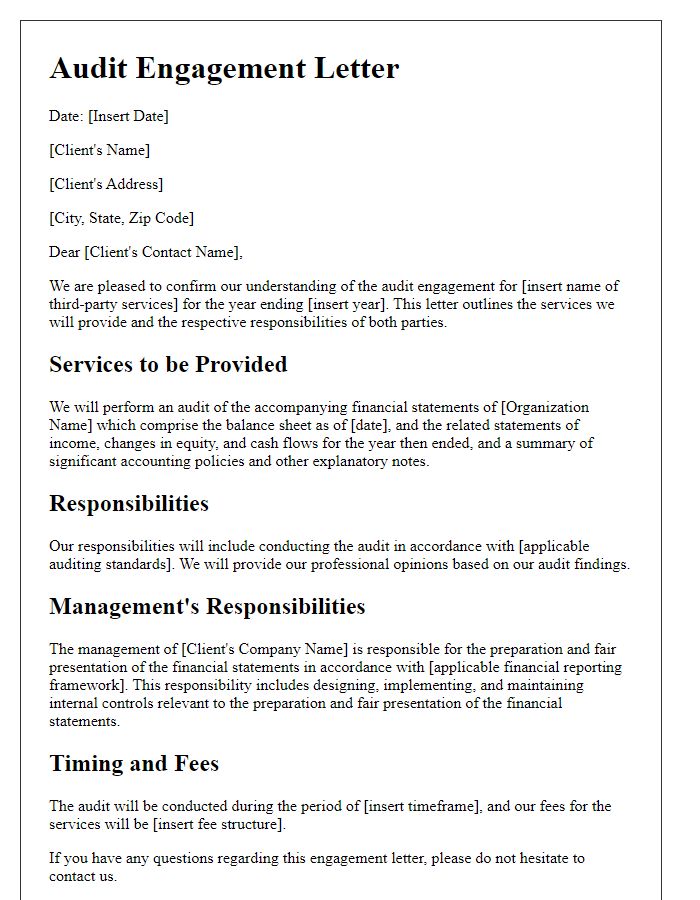 Letter template of audit engagement for third-party services