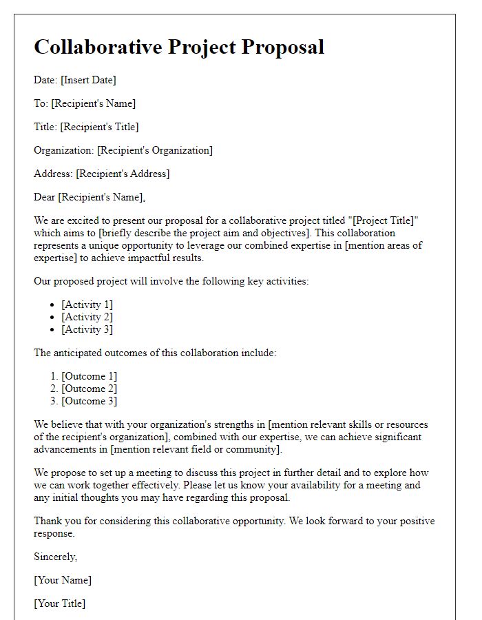 Letter template of Collaborative Project Proposal