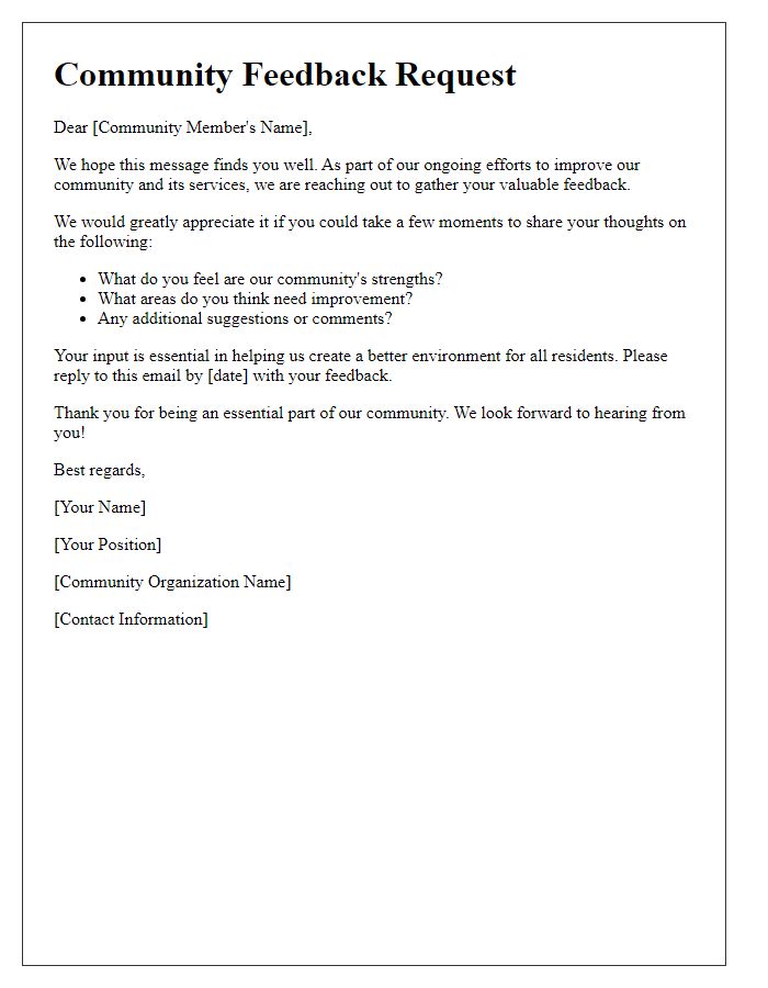 Letter template of Community Feedback Request