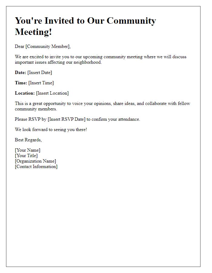 Letter template of Community Meeting Invitation