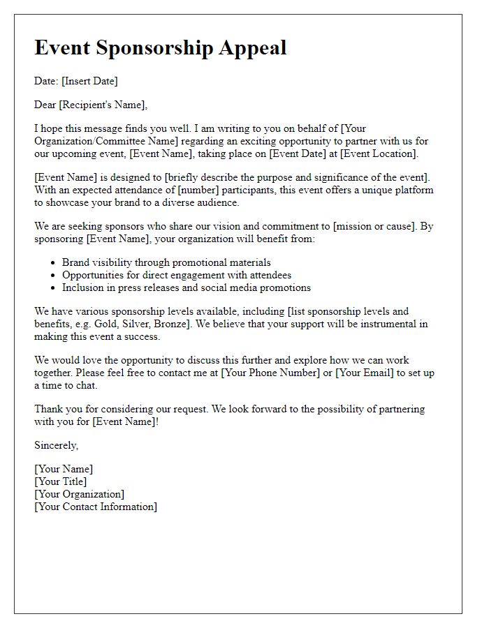 Letter template of Event Sponsorship Appeal