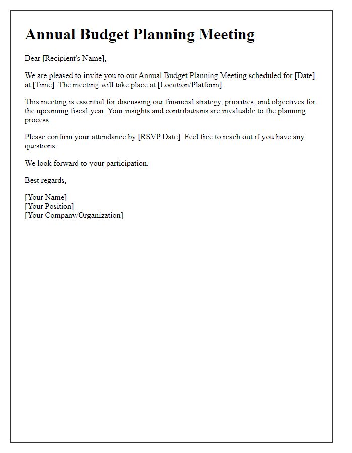 Letter template of annual budget planning invitation