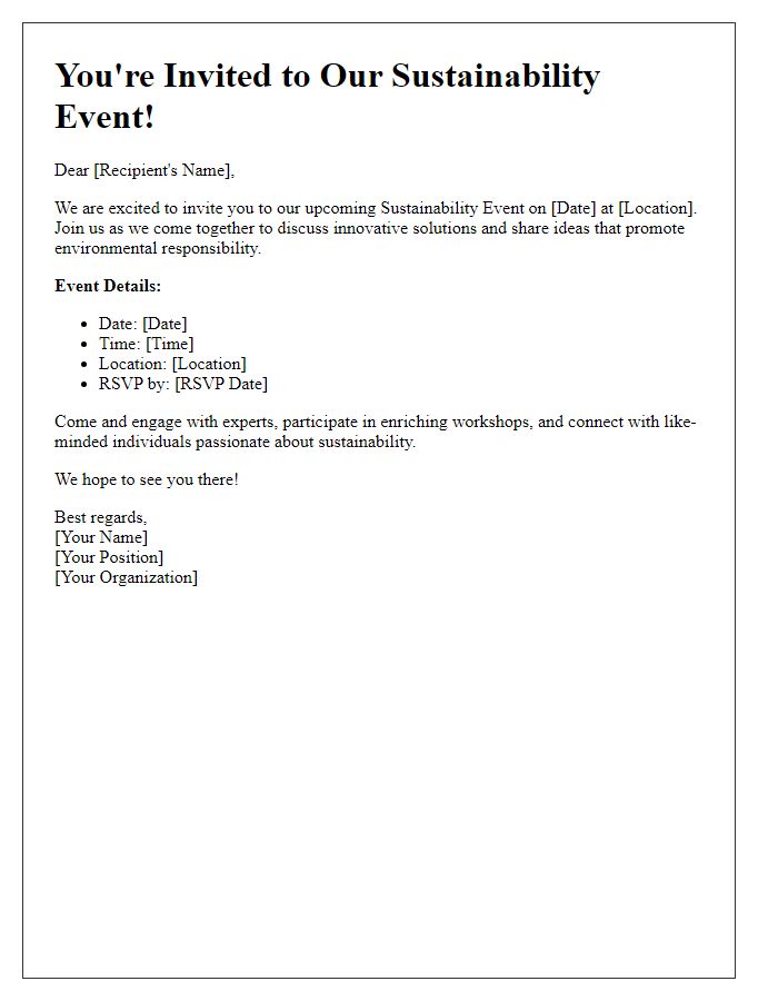 Letter template of sustainability event invitation