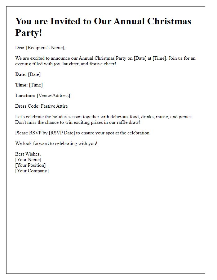 Letter template of Christmas party promotion