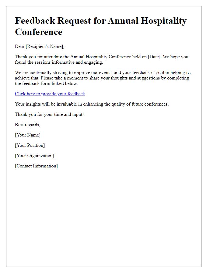 Letter template of feedback request post-annual hospitality conference