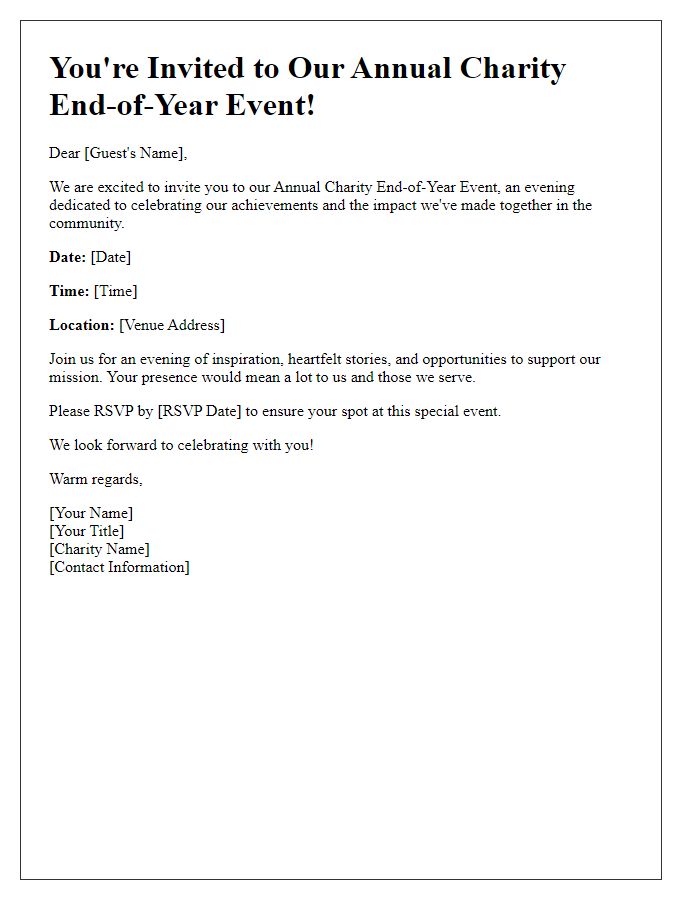 Letter template of charity end-of-year event invitation