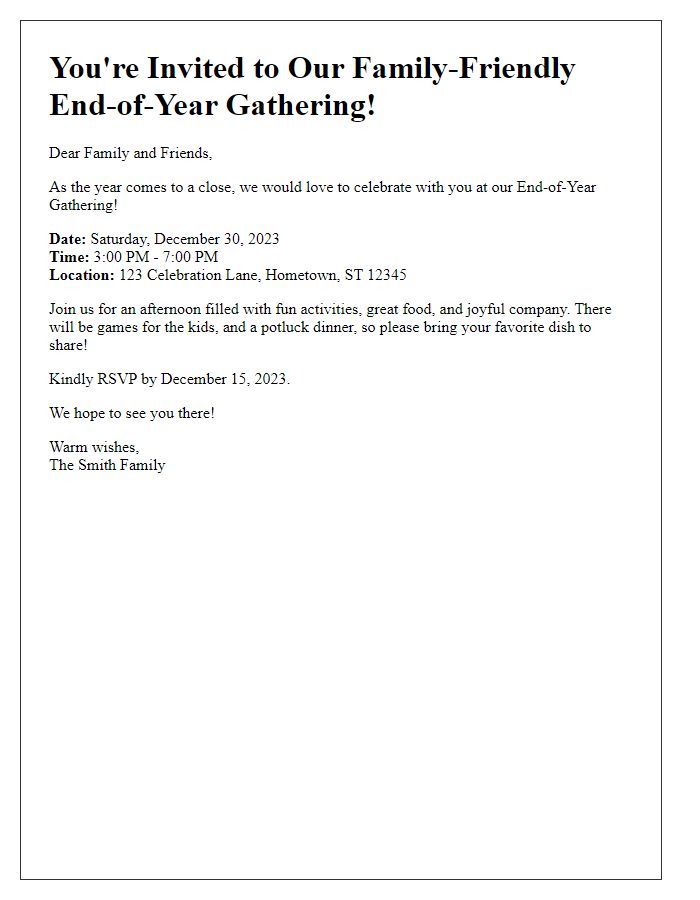 Letter template of family-friendly end-of-year gathering invite