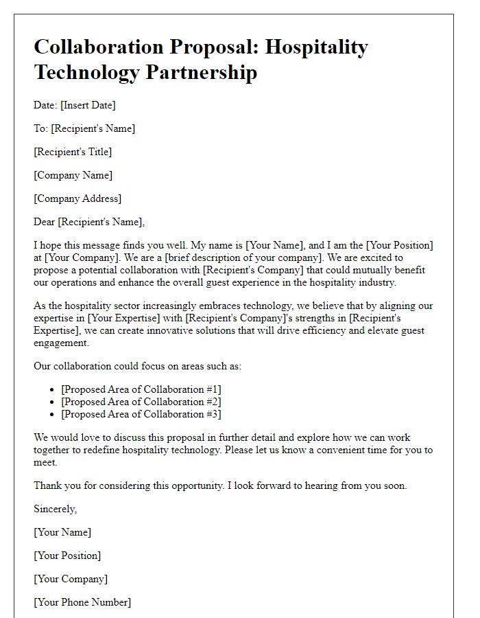 Letter template of hospitality tech collaboration proposal