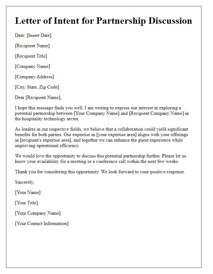 Letter template of hospitality tech service partnership discussion