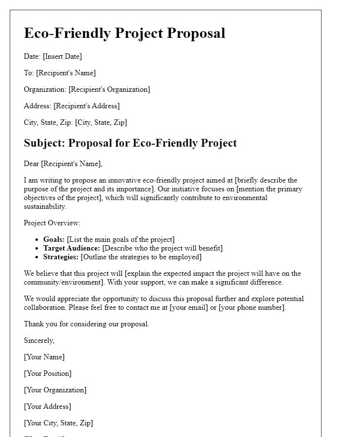 Letter template of eco-friendly project proposal