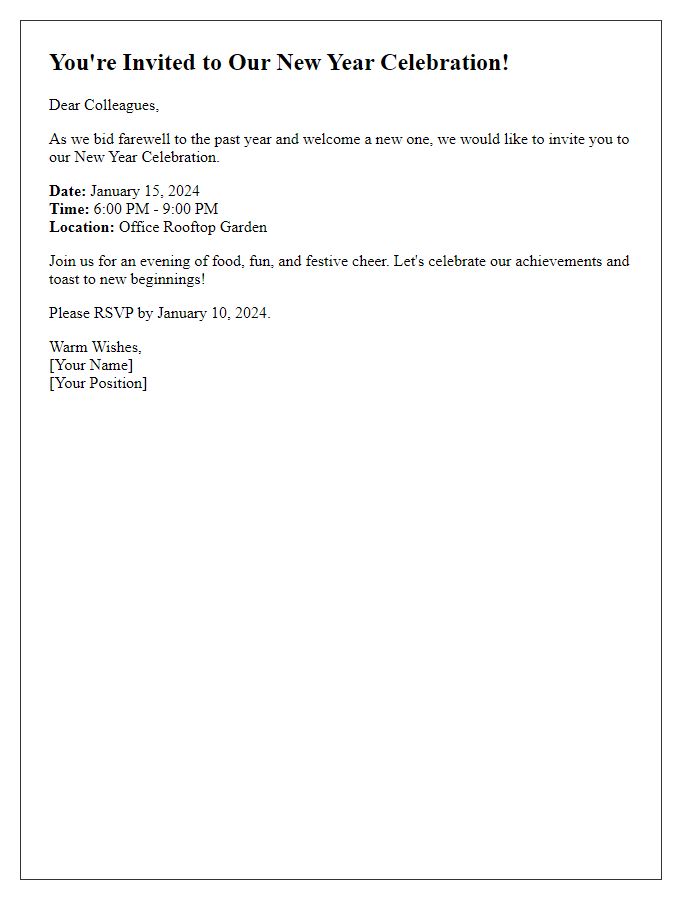 Letter template of New Year Celebration Invitation for Office Colleagues