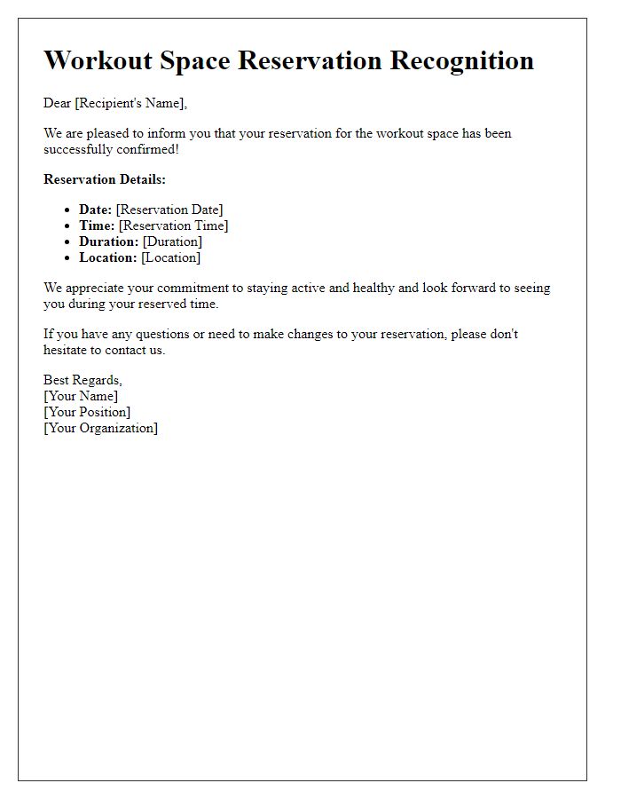 Letter template of Workout Space Reservation Recognition