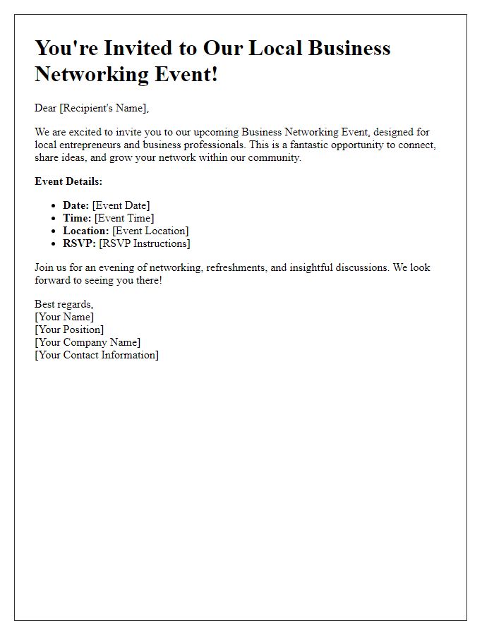 Letter template of invitation for local business networking events