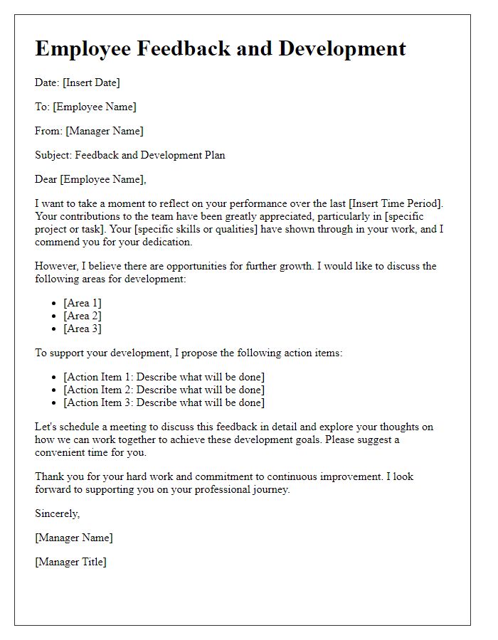 Letter template of employee feedback and development