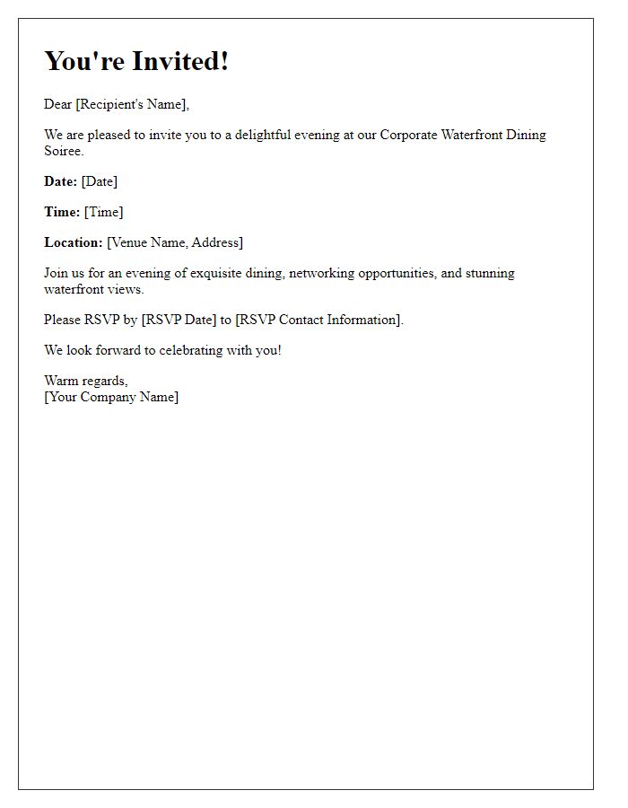 Letter template of corporate waterfront dining soire invitation